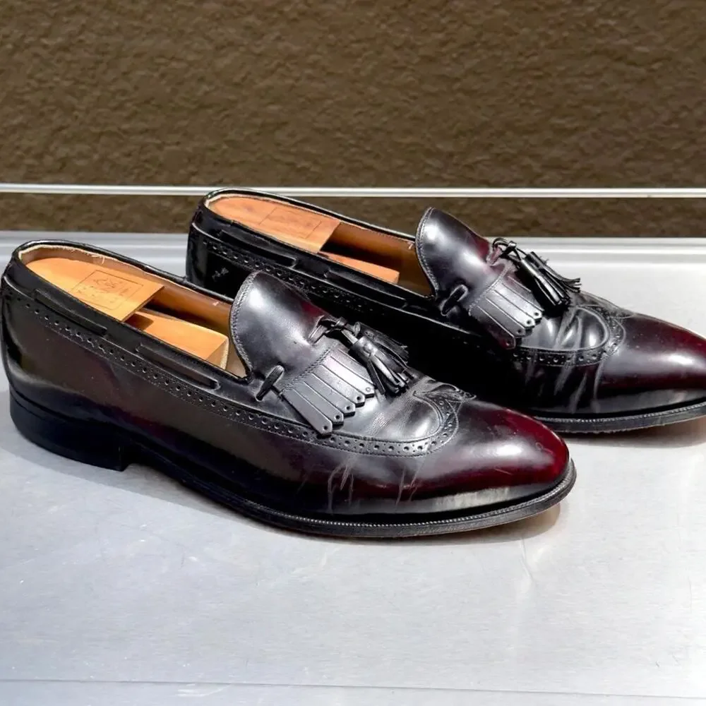 Johnston and Murphy Buegundy Leather Loafers with Tassel - Size 11 D